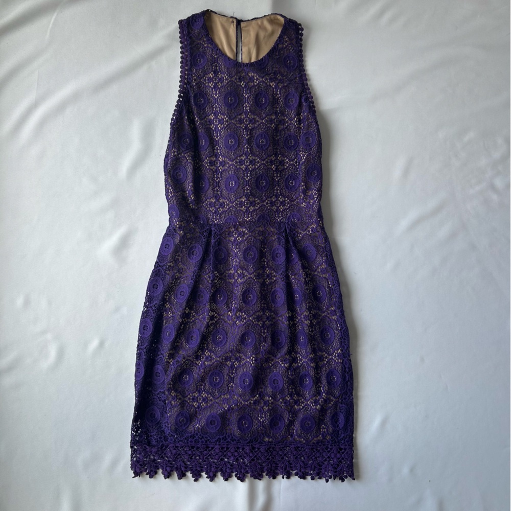 B Darlin Purple Sheath Mini Dress Sleeveless Crew Neck